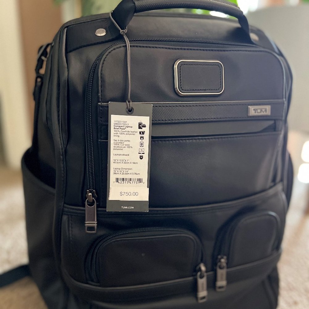 Tumi Leather Alpha 3 backpack New with Tags!